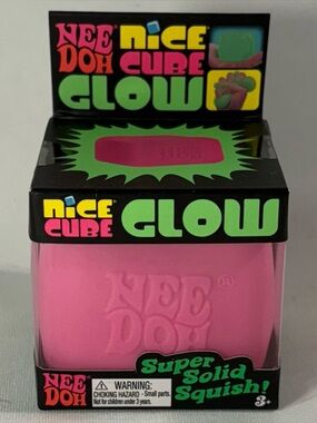 💕 [NEW] NEE DOH NICE CUBE GLOW IN THE DARK SUPER SOLID SQUISH PINK VIRAL TOY 💕